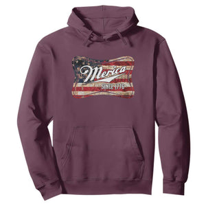 Funny Merica Since 1776 Hoodie 4th of July Beer Lover American Flag TS11 Maroon Print Your Wear