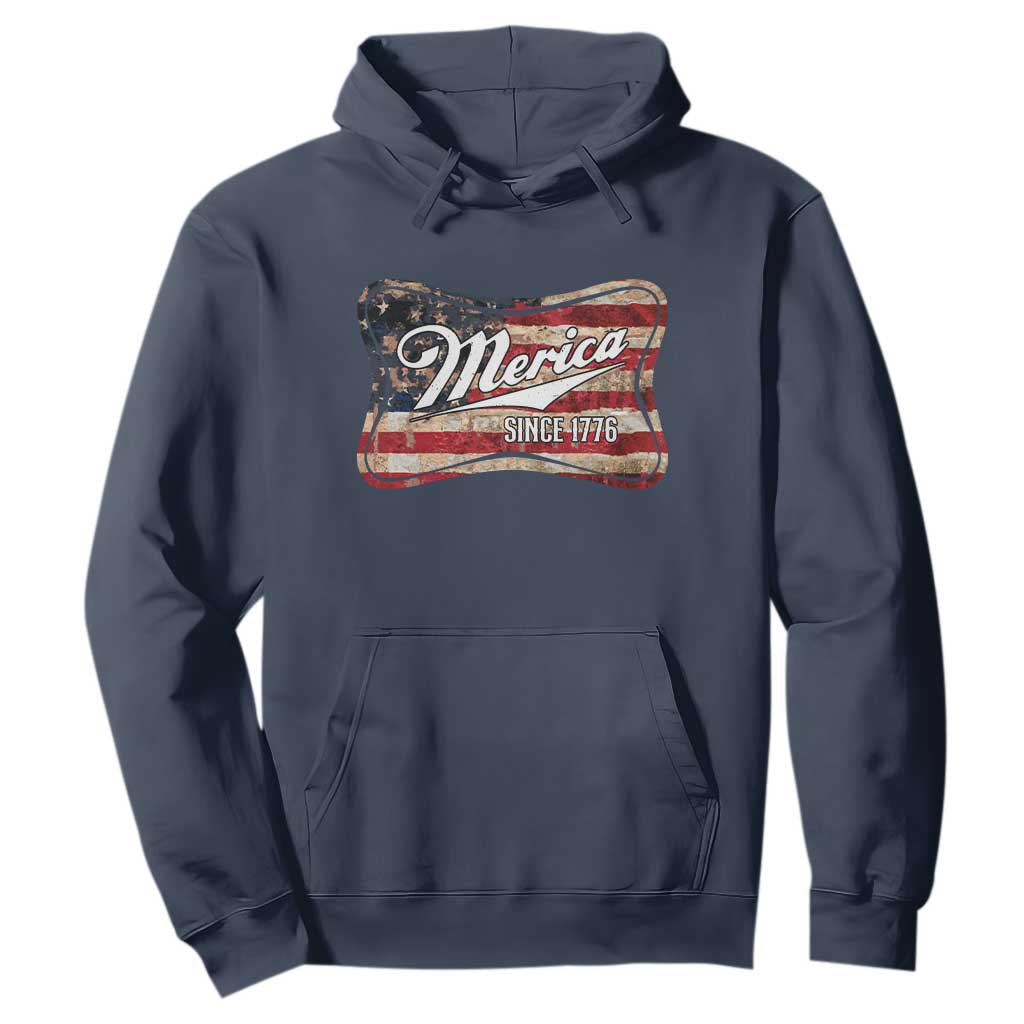 Funny Merica Since 1776 Hoodie 4th of July Beer Lover American Flag TS11 Navy Print Your Wear