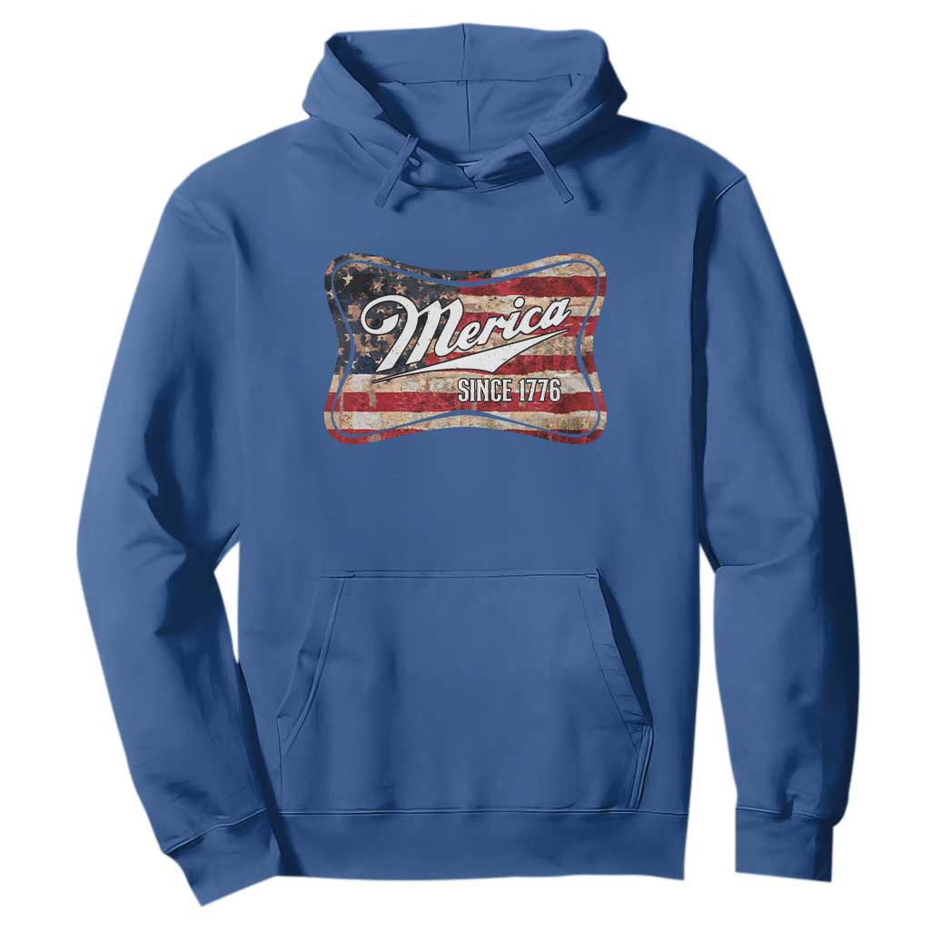 Funny Merica Since 1776 Hoodie 4th of July Beer Lover American Flag TS11 Royal Blue Print Your Wear