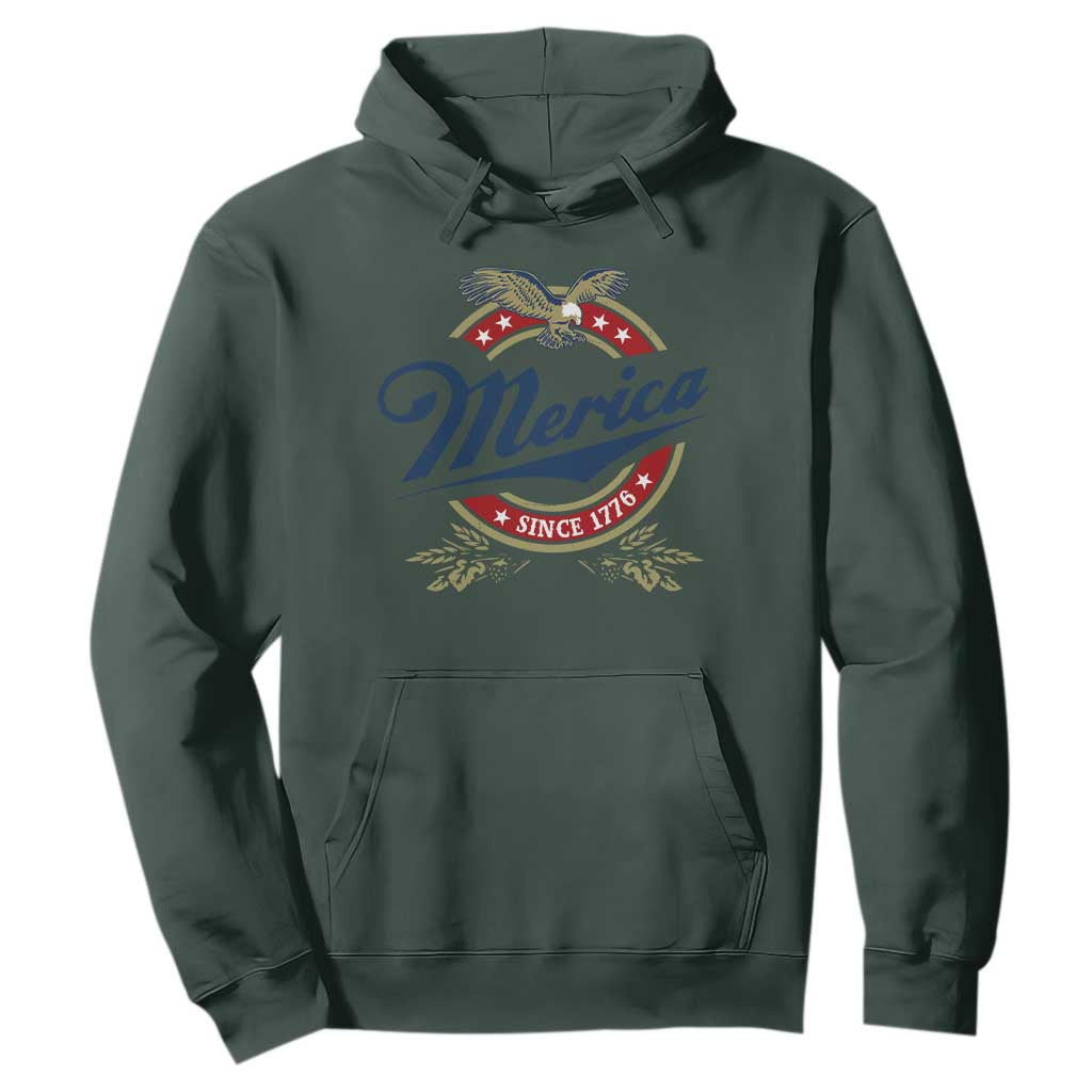 Funny Merica Since 1776 Hoodie 4th of July Beer Lover Eagle TS11 Dark Forest Green Print Your Wear