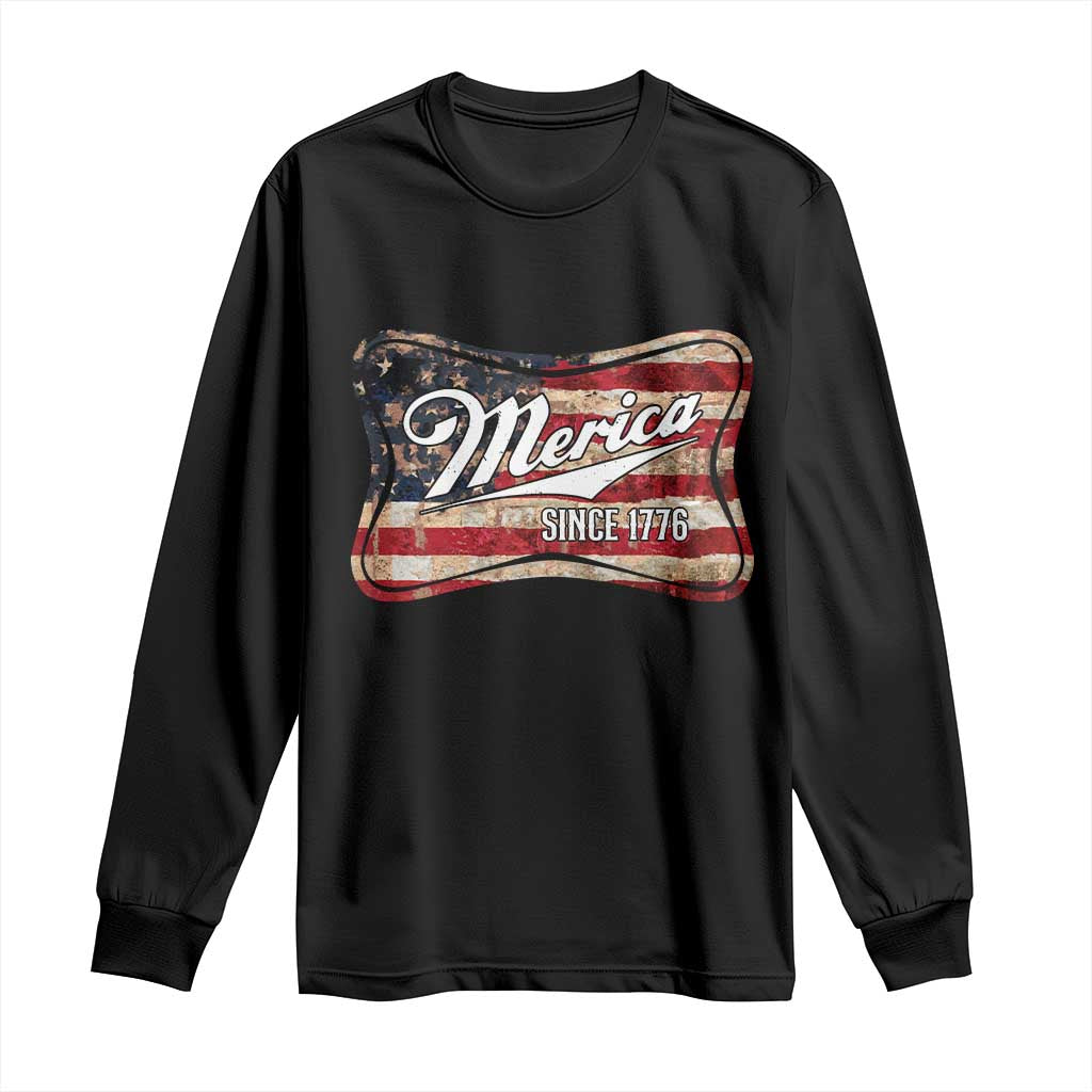 Funny Merica Since 1776 Long Sleeve Shirt 4th of July Beer Lover American Flag TS11 Black Print Your Wear