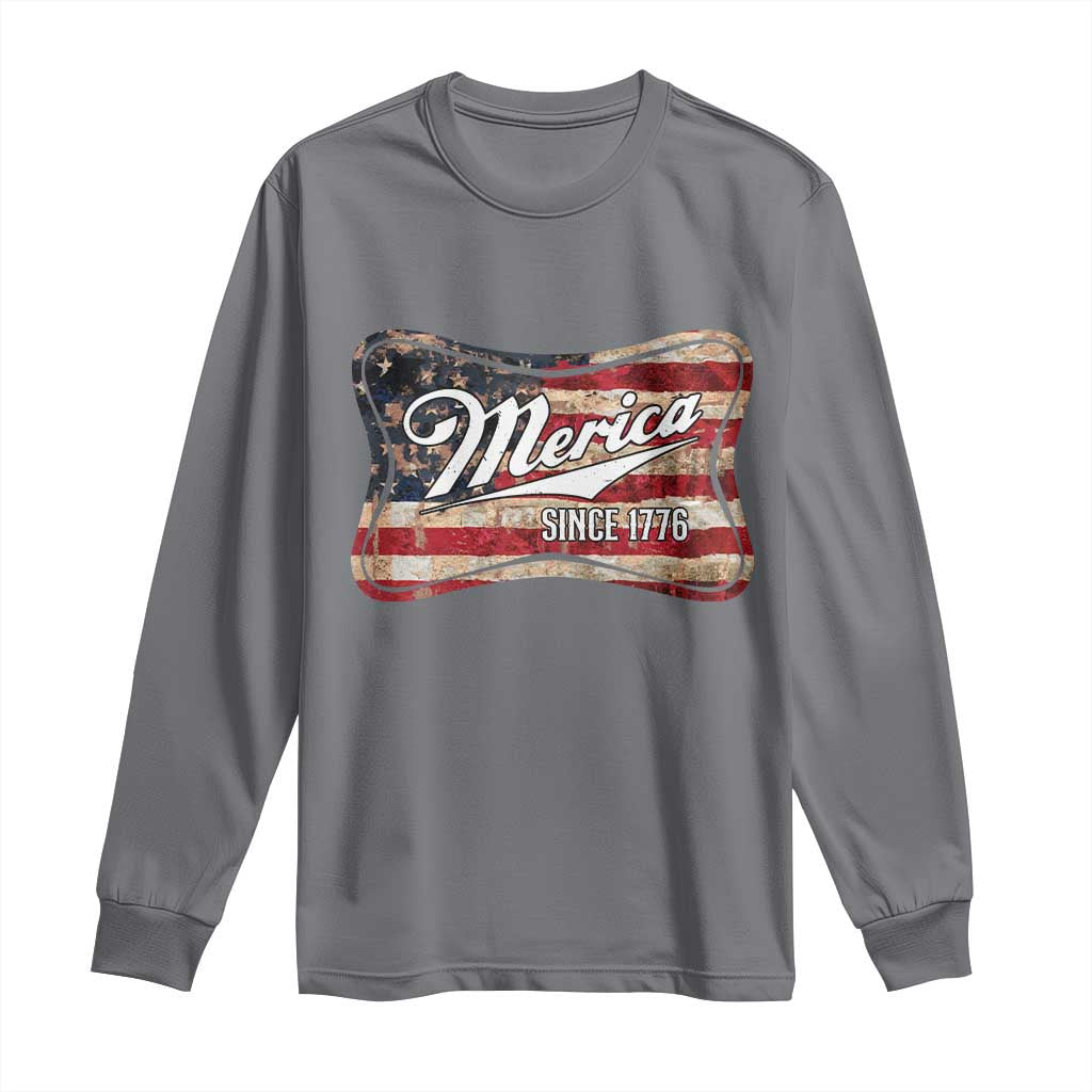 Funny Merica Since 1776 Long Sleeve Shirt 4th of July Beer Lover American Flag TS11 Charcoal Print Your Wear