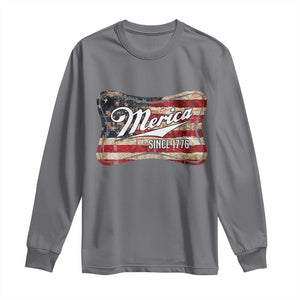 Funny Merica Since 1776 Long Sleeve Shirt 4th of July Beer Lover American Flag TS11 Charcoal Print Your Wear