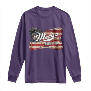 Funny Merica Since 1776 Long Sleeve Shirt 4th of July Beer Lover American Flag TS11 Purple Print Your Wear