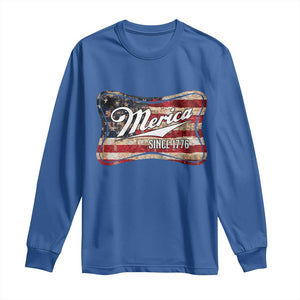 Funny Merica Since 1776 Long Sleeve Shirt 4th of July Beer Lover American Flag TS11 Royal Blue Print Your Wear