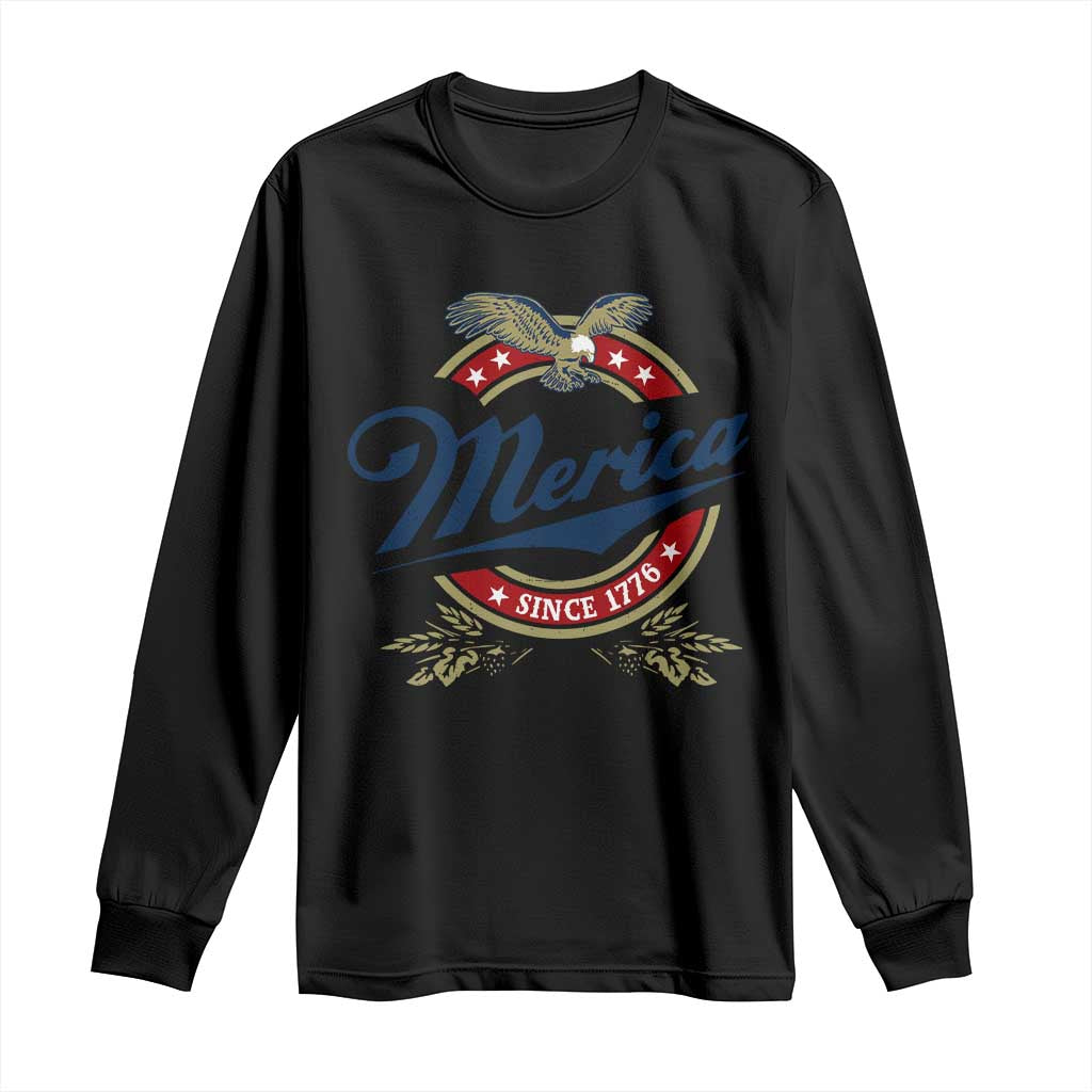 Funny Merica Since 1776 Long Sleeve Shirt 4th of July Beer Lover Eagle TS11 Black Print Your Wear