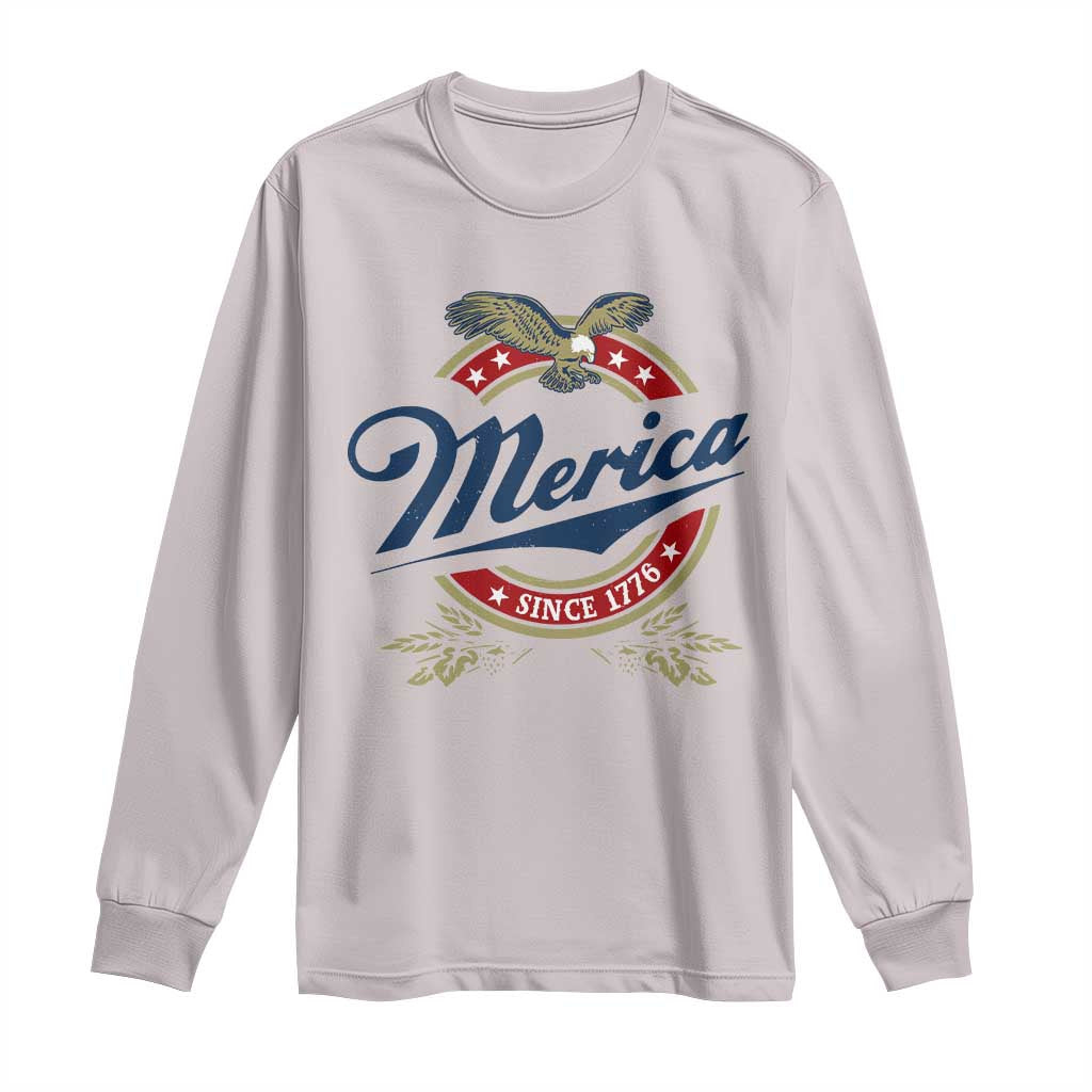 Funny Merica Since 1776 Long Sleeve Shirt 4th of July Beer Lover Eagle TS11 Ice Gray Print Your Wear