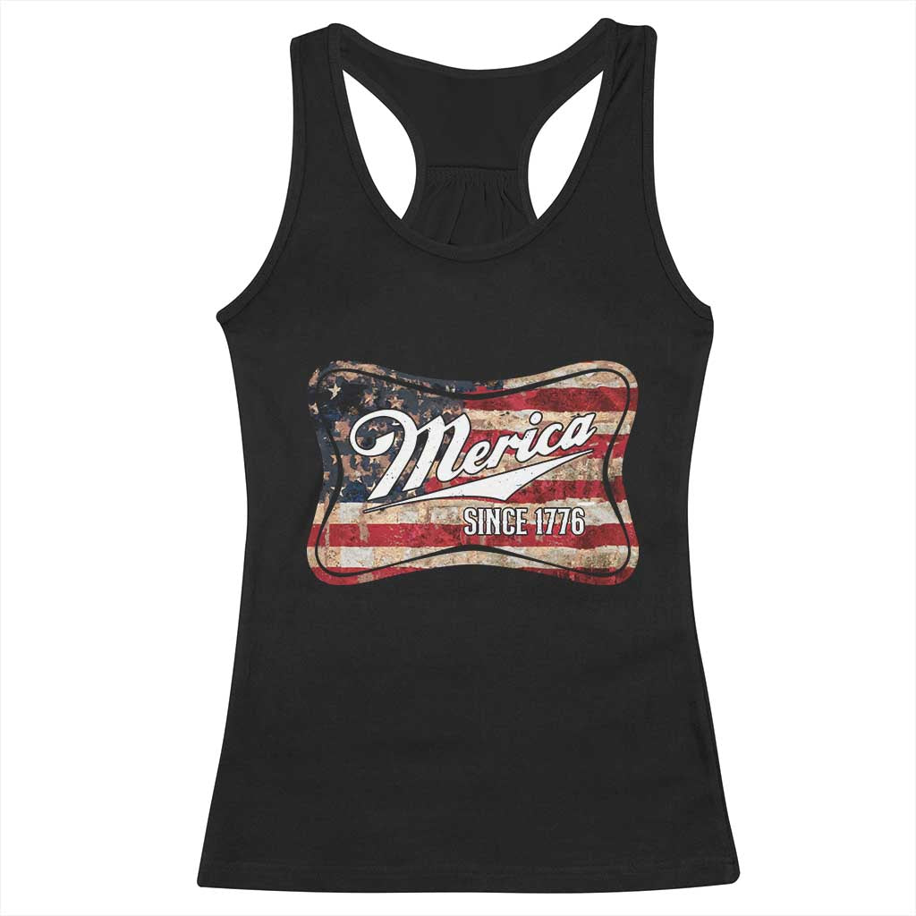 Funny Merica Since 1776 Racerback Tank Top 4th of July Beer Lover American Flag TS11 Black Print Your Wear