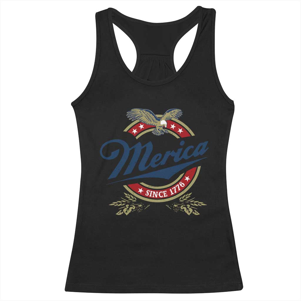 Funny Merica Since 1776 Racerback Tank Top 4th of July Beer Lover Eagle TS11 Black Print Your Wear