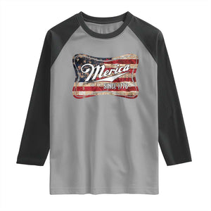 Funny Merica Since 1776 Raglan Shirt 4th of July Beer Lover American Flag TS11 Sport Gray Black Print Your Wear