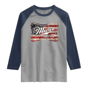 Funny Merica Since 1776 Raglan Shirt 4th of July Beer Lover American Flag TS11 Sport Gray Navy Print Your Wear