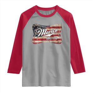 Funny Merica Since 1776 Raglan Shirt 4th of July Beer Lover American Flag TS11 Sport Gray Red Print Your Wear