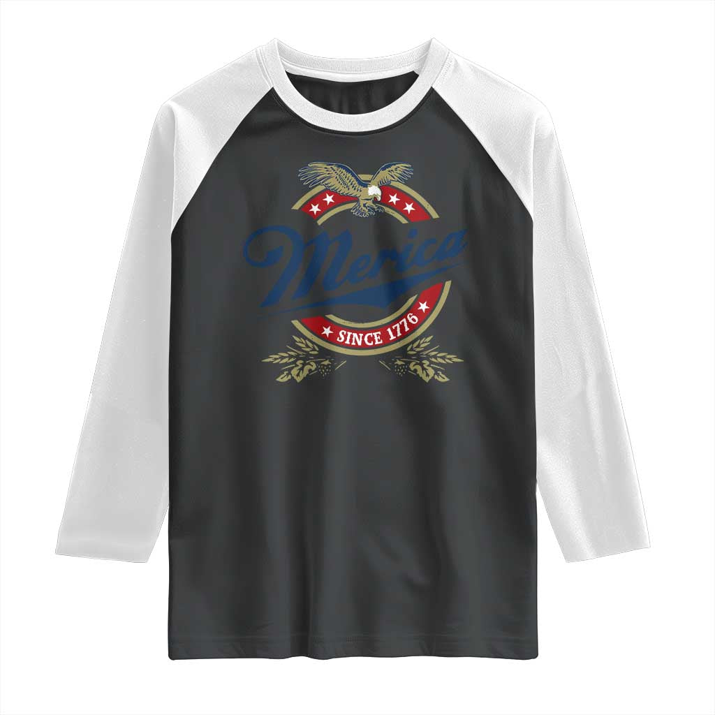Funny Merica Since 1776 Raglan Shirt 4th of July Beer Lover Eagle TS11 Black White Print Your Wear