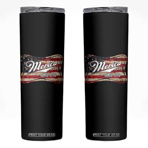 Funny Merica Since 1776 Skinny Tumbler 4th of July Beer Lover American Flag TS11 Black Print Your Wear