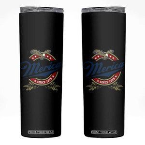 Funny Merica Since 1776 Skinny Tumbler 4th of July Beer Lover Eagle TS11 Black Print Your Wear