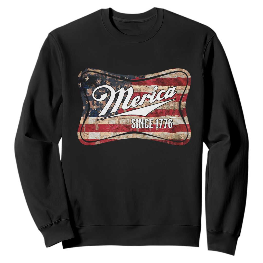 Funny Merica Since 1776 Sweatshirt 4th of July Beer Lover American Flag TS11 Black Print Your Wear