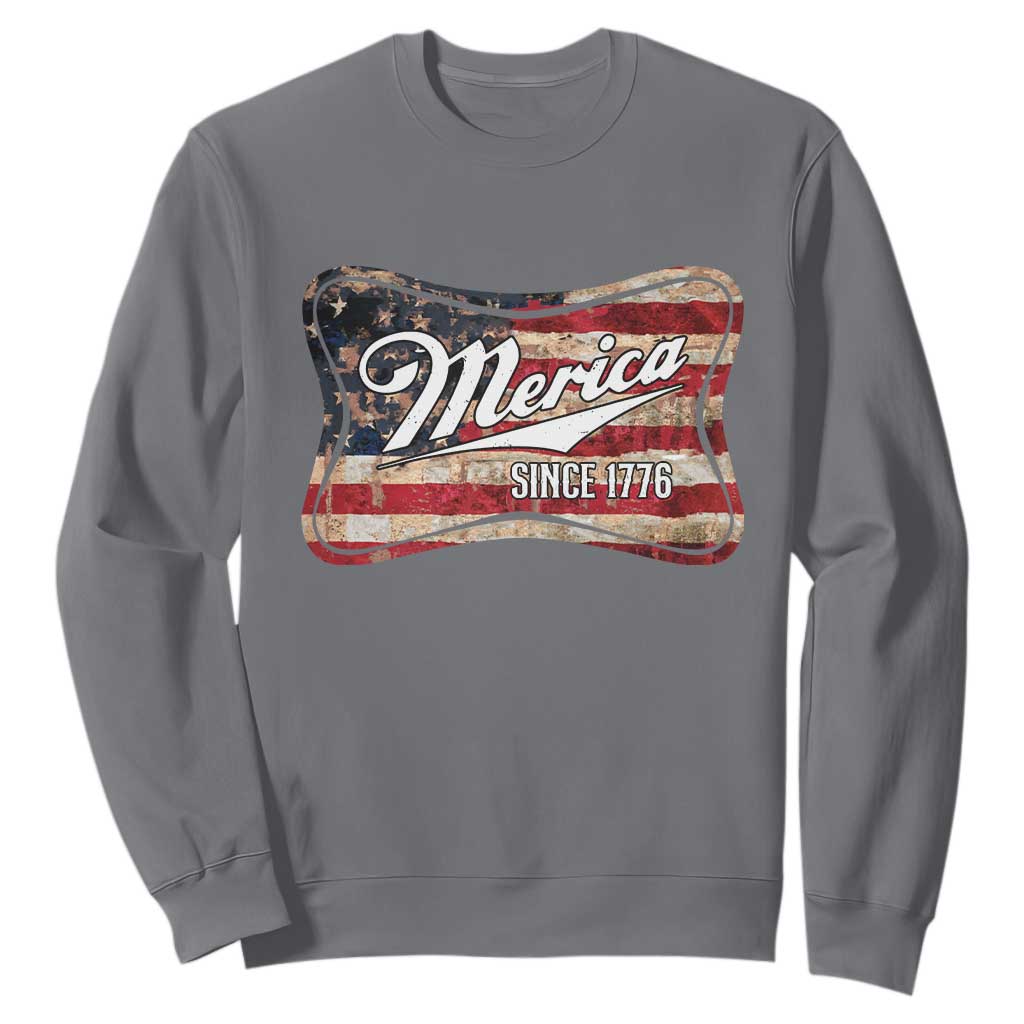 Funny Merica Since 1776 Sweatshirt 4th of July Beer Lover American Flag TS11 Charcoal Print Your Wear