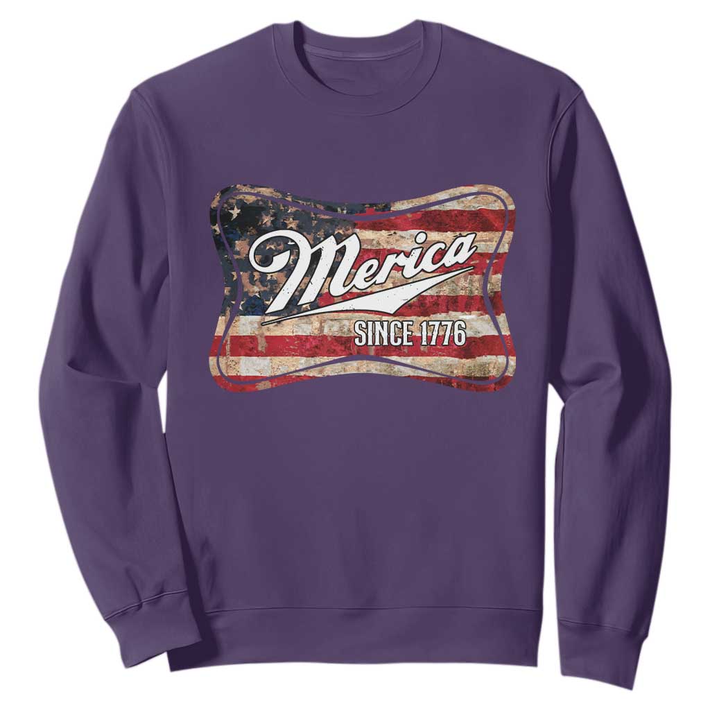 Funny Merica Since 1776 Sweatshirt 4th of July Beer Lover American Flag TS11 Purple Print Your Wear
