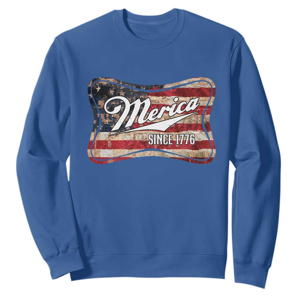 Funny Merica Since 1776 Sweatshirt 4th of July Beer Lover American Flag TS11 Royal Blue Print Your Wear