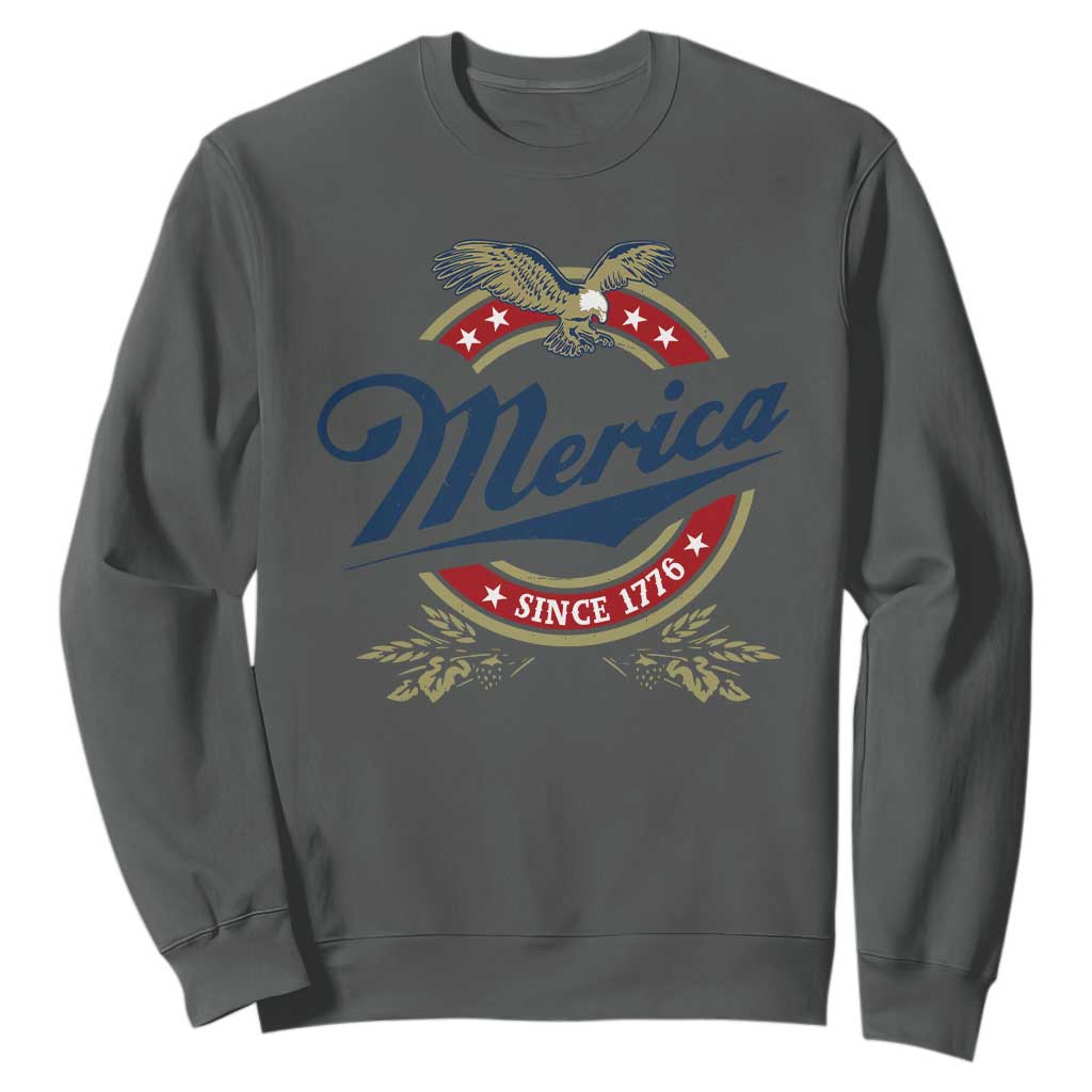 Funny Merica Since 1776 Sweatshirt 4th of July Beer Lover Eagle TS11 Dark Heather Print Your Wear