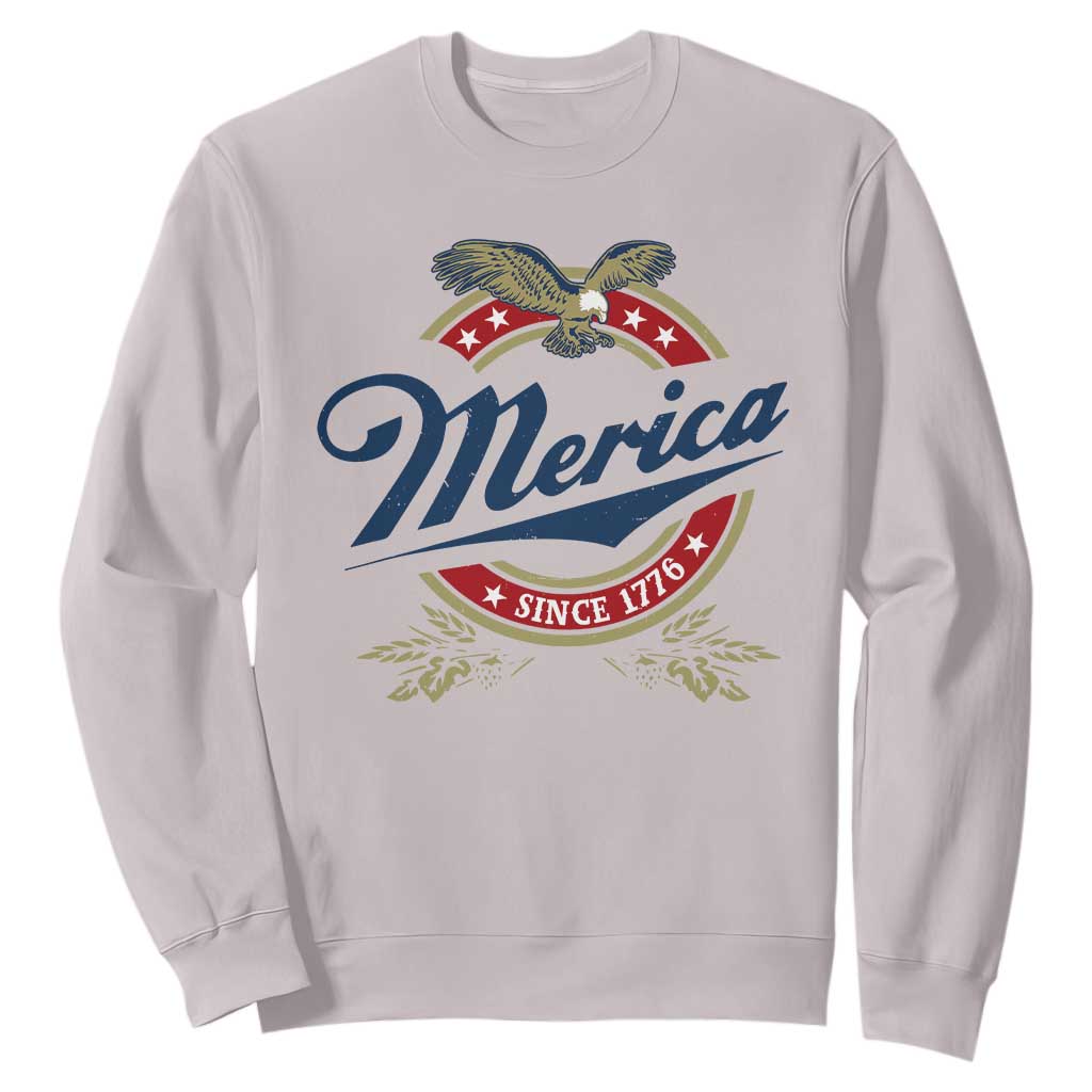 Funny Merica Since 1776 Sweatshirt 4th of July Beer Lover Eagle TS11 Ice Gray Print Your Wear