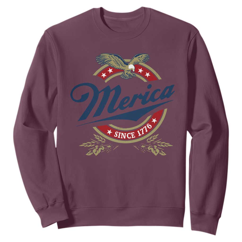 Funny Merica Since 1776 Sweatshirt 4th of July Beer Lover Eagle TS11 Maroon Print Your Wear