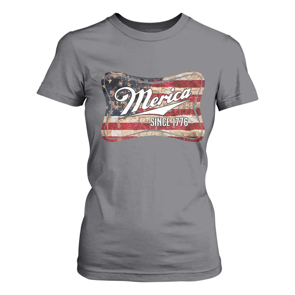 Funny Merica Since 1776 T Shirt For Women 4th of July Beer Lover American Flag TS11 Charcoal Print Your Wear