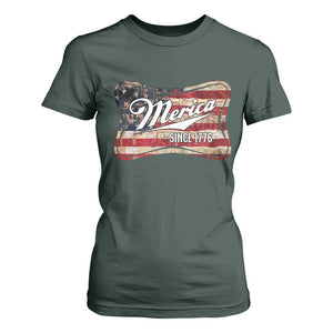 Funny Merica Since 1776 T Shirt For Women 4th of July Beer Lover American Flag TS11 Dark Forest Green Print Your Wear