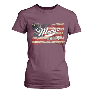 Funny Merica Since 1776 T Shirt For Women 4th of July Beer Lover American Flag TS11 Maroon Print Your Wear