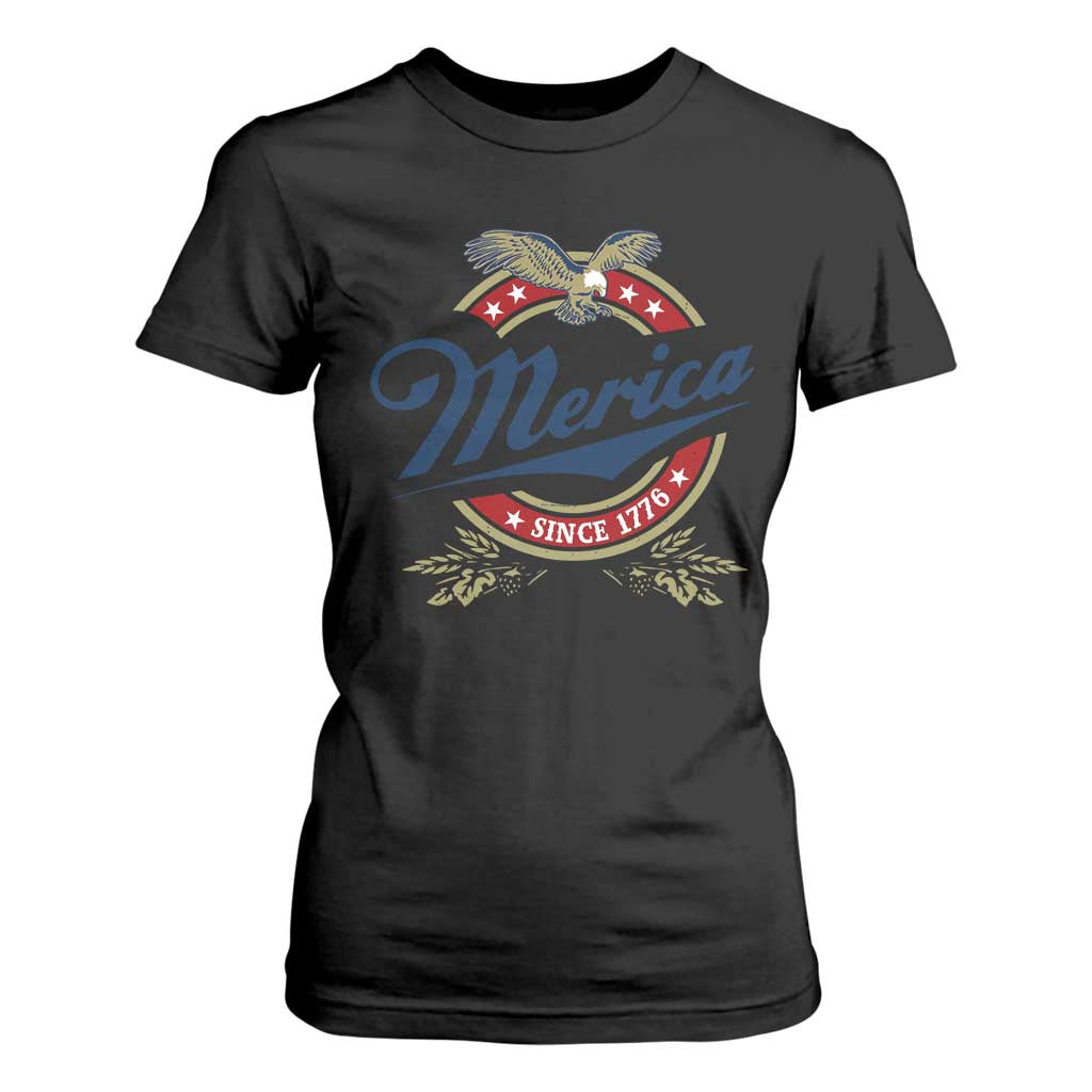 Funny Merica Since 1776 T Shirt For Women 4th of July Beer Lover Eagle TS11 Black Print Your Wear