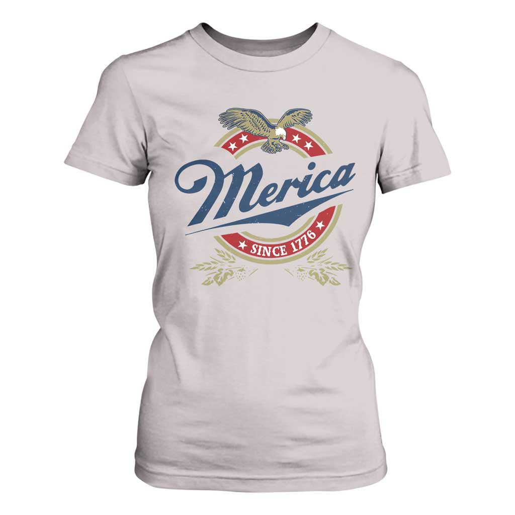 Funny Merica Since 1776 T Shirt For Women 4th of July Beer Lover Eagle TS11 Ice Gray Print Your Wear