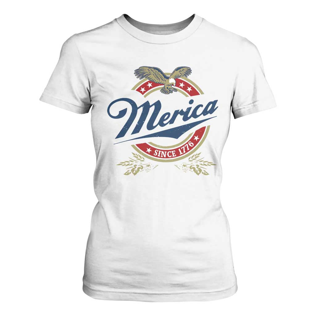 Funny Merica Since 1776 T Shirt For Women 4th of July Beer Lover Eagle TS11 White Print Your Wear