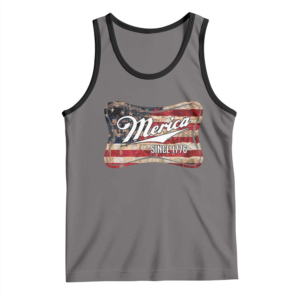 Funny Merica Since 1776 Tank Top 4th of July Beer Lover American Flag TS11 Deep Heather Black Print Your Wear