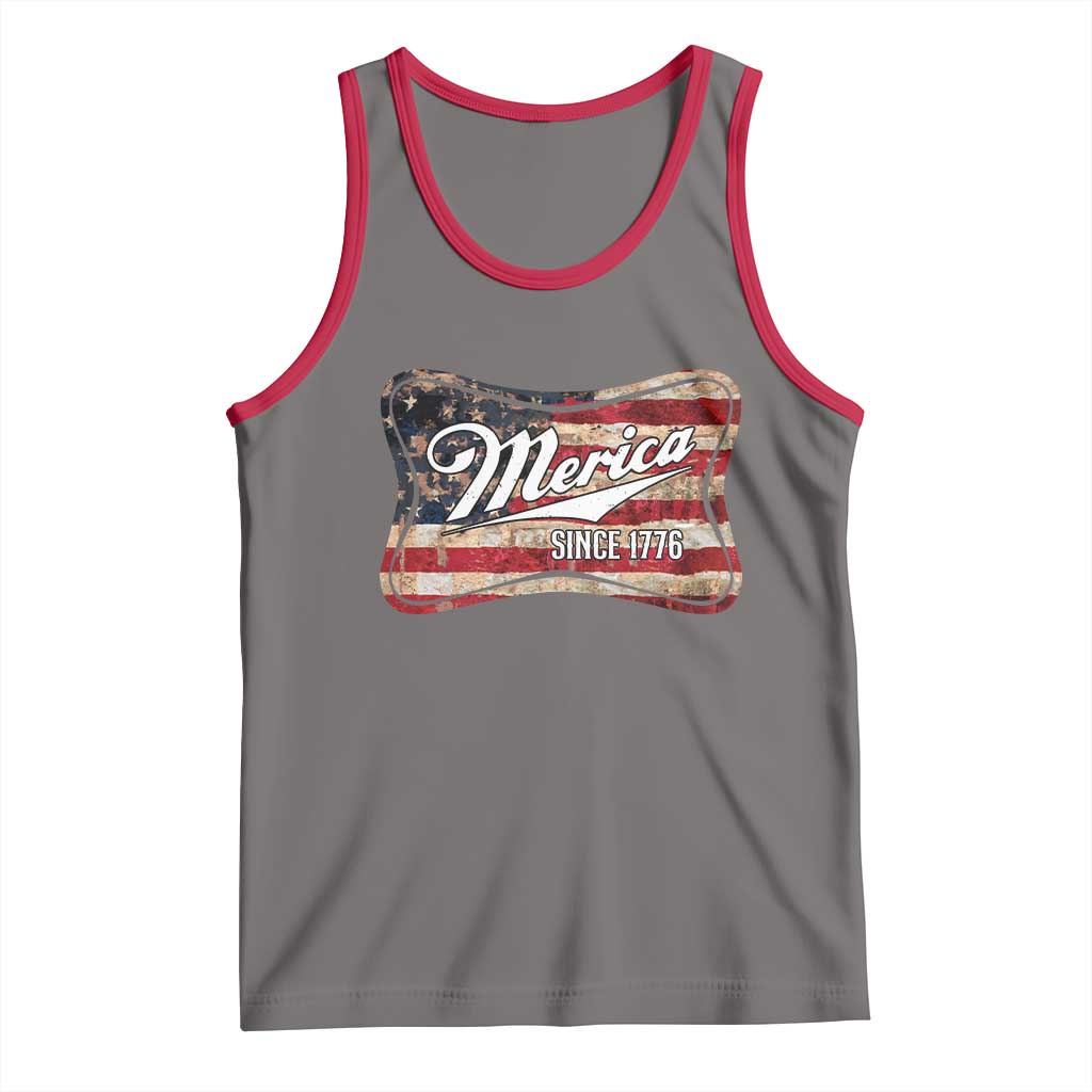 Funny Merica Since 1776 Tank Top 4th of July Beer Lover American Flag TS11 Deep Heather Red Print Your Wear