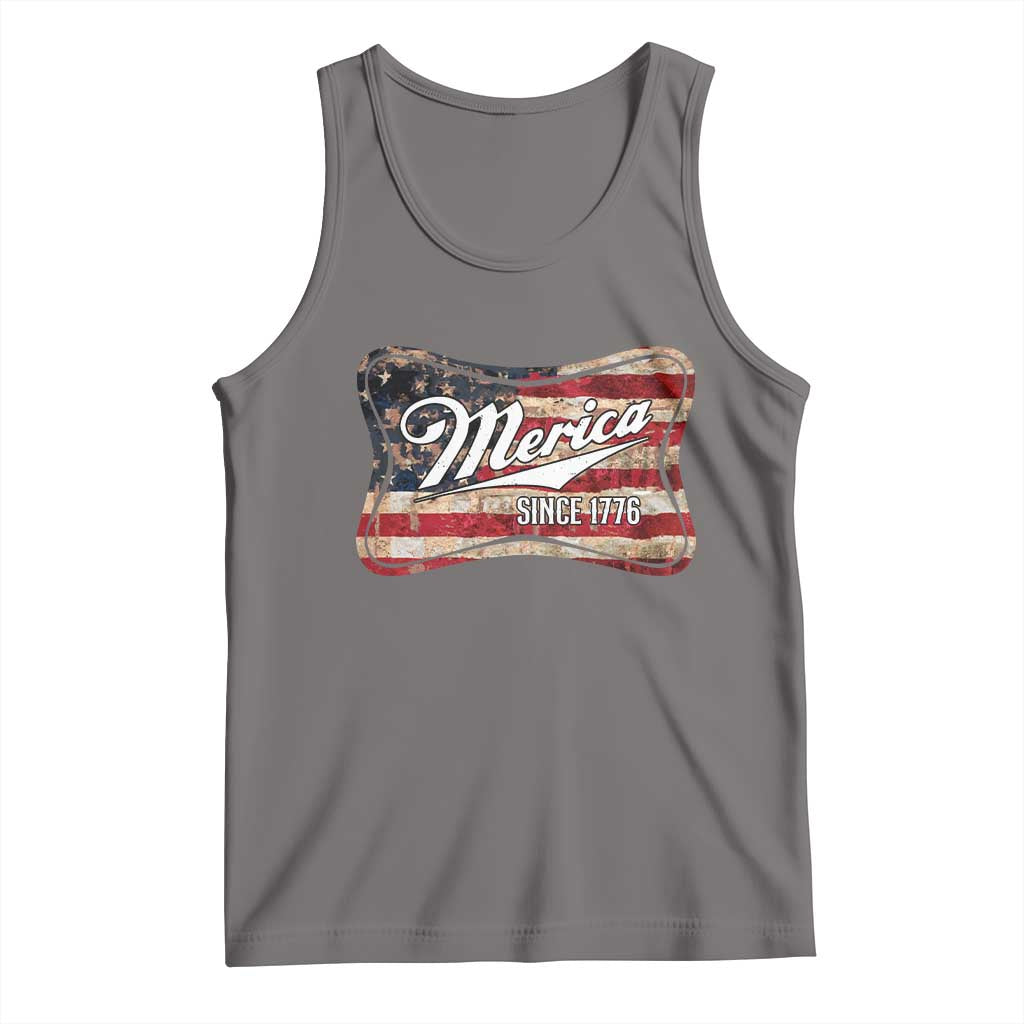 Funny Merica Since 1776 Tank Top 4th of July Beer Lover American Flag TS11 Deep Heather Print Your Wear
