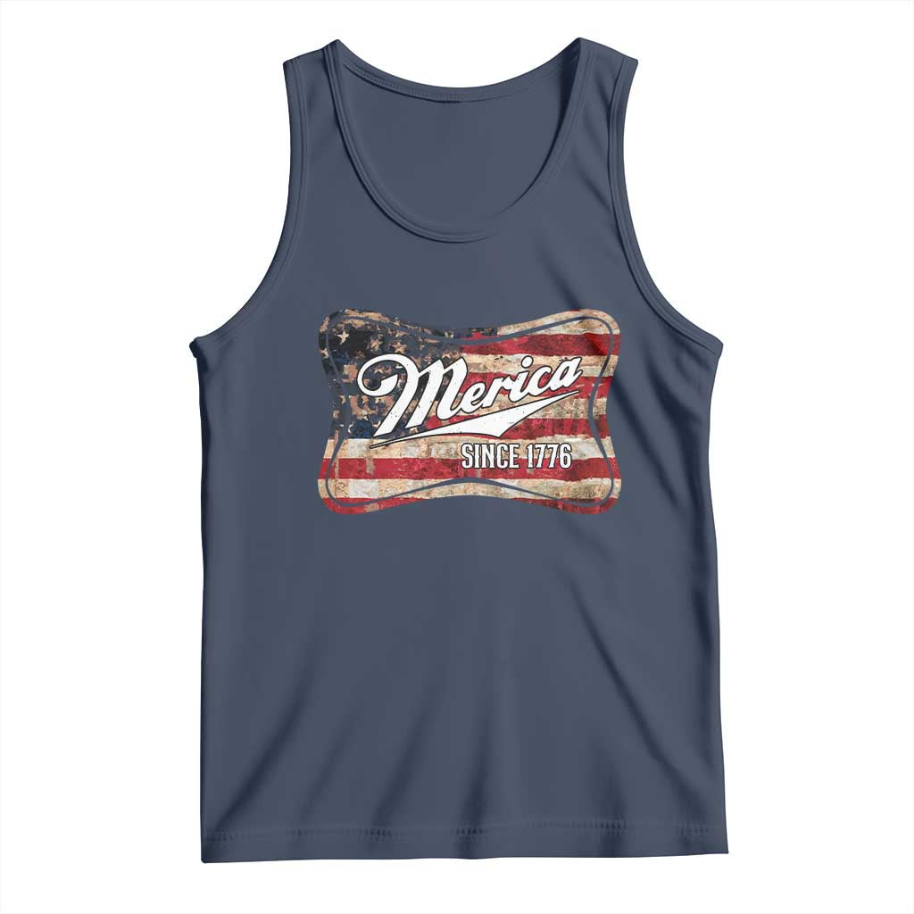 Funny Merica Since 1776 Tank Top 4th of July Beer Lover American Flag TS11 Navy Print Your Wear
