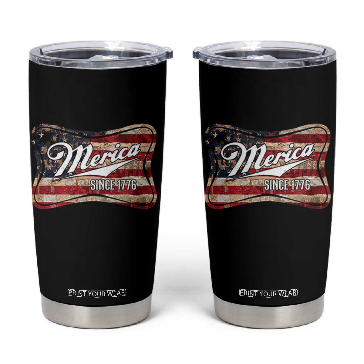Funny Merica Since 1776 Tumbler Cup 4th of July Beer Lover American Flag TS11 Black Print Your Wear