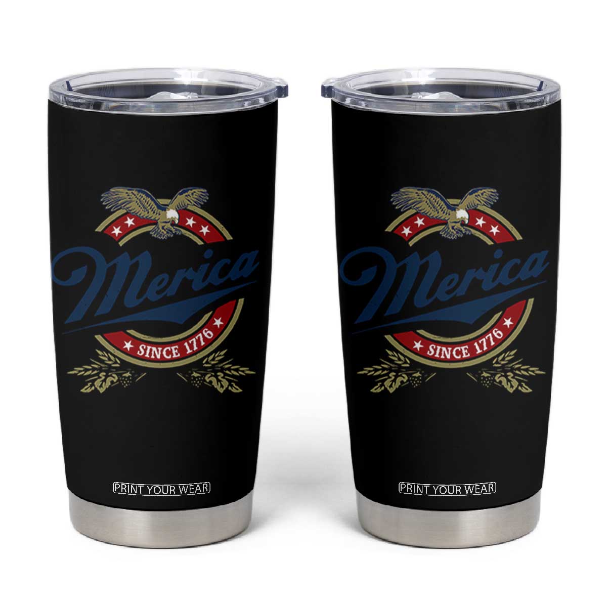 Funny Merica Since 1776 Tumbler Cup 4th of July Beer Lover Eagle TS11 Black Print Your Wear