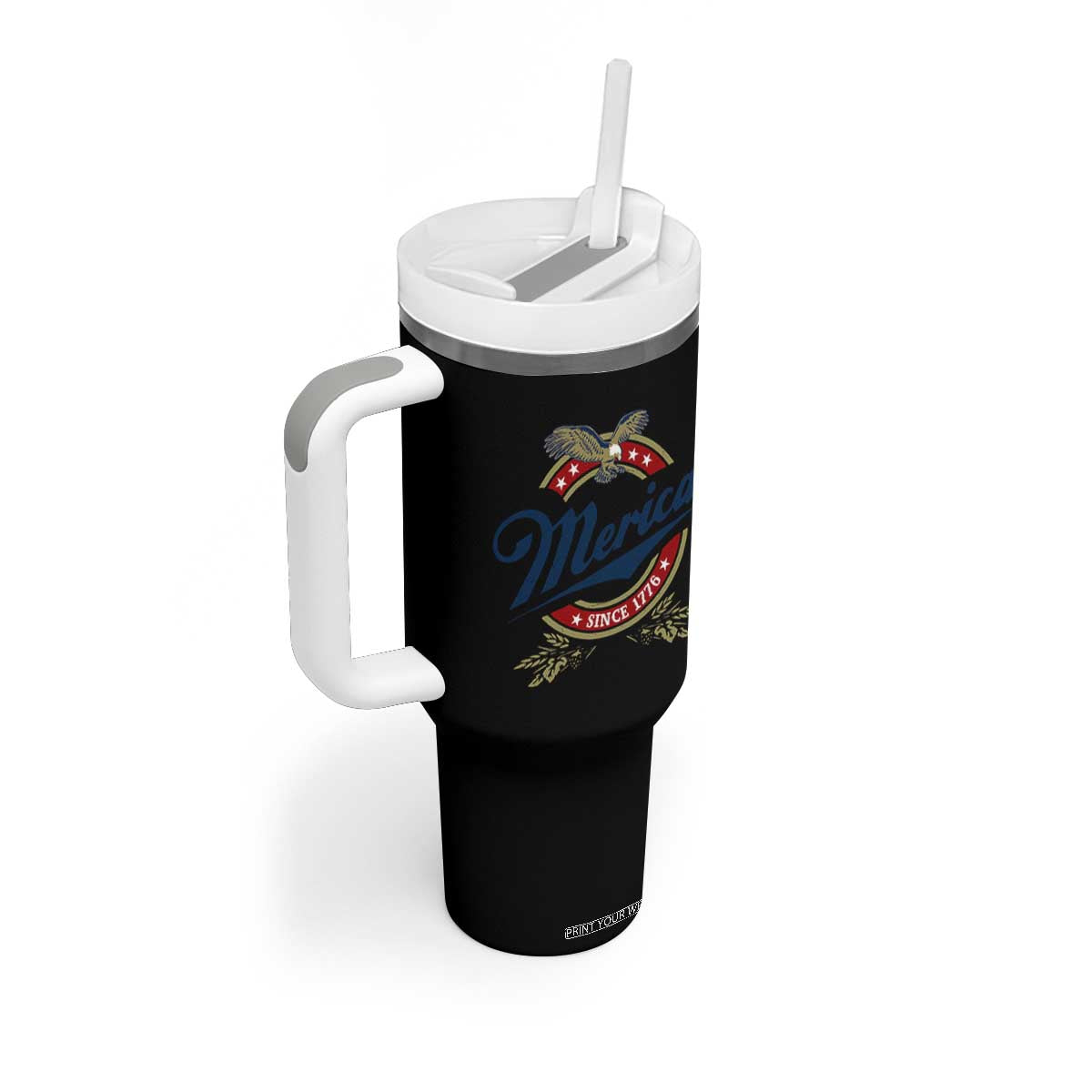 Funny Merica Since 1776 Tumbler With Handle 4th of July Beer Lover Eagle TS11 Print Your Wear