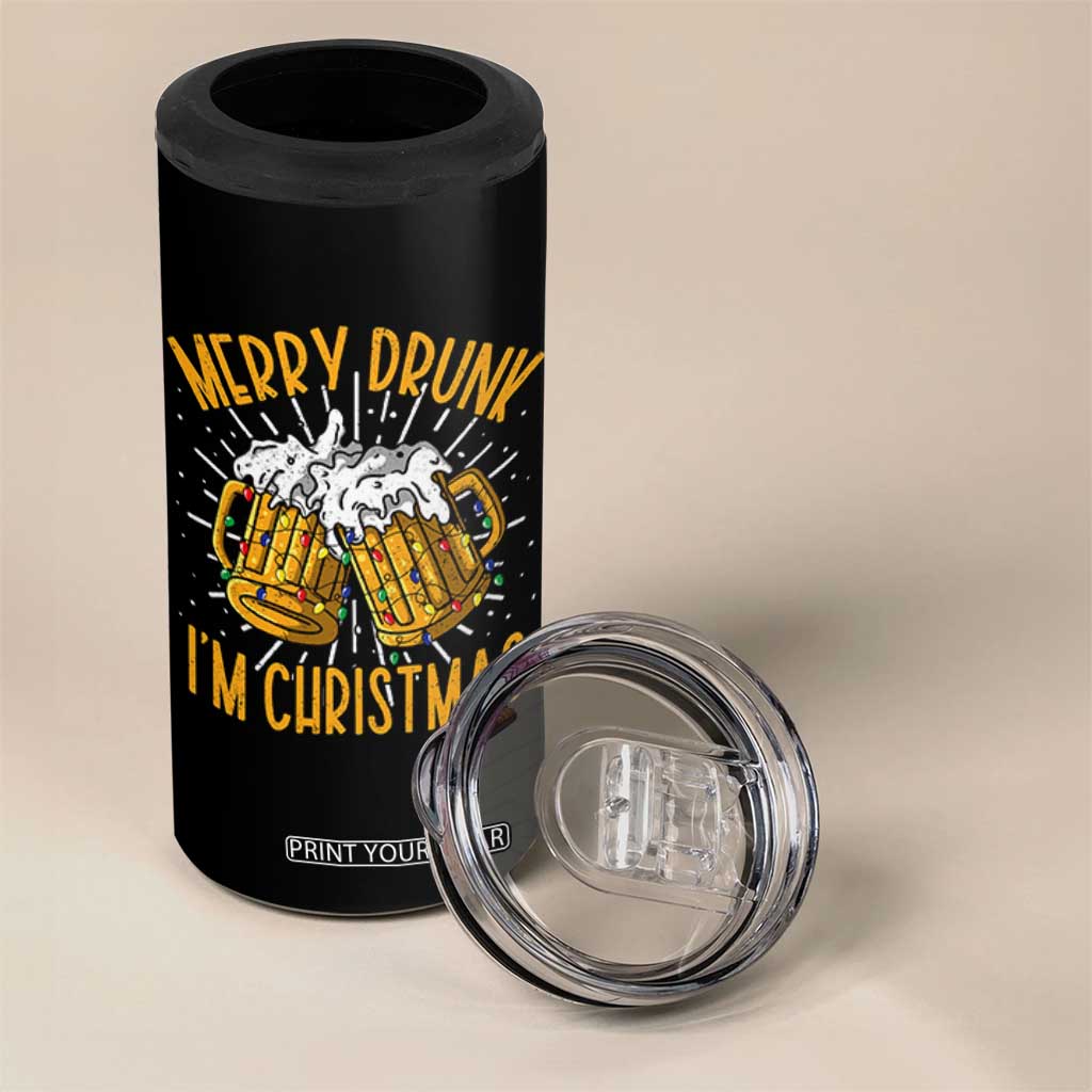 Funny Merry Drunk I'm Christmas 4 in 1 Can Cooler Tumbler Vintage Beer Mugs Xmas TS11 Print Your Wear