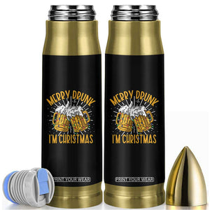 Funny Merry Drunk I'm Christmas Bullet Tumbler Vintage Beer Mugs Xmas TS11 Black Print Your Wear