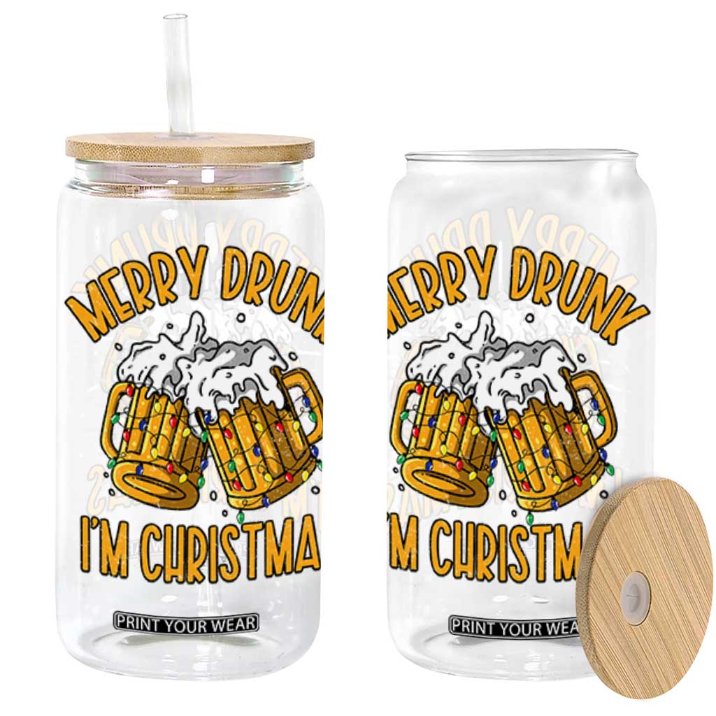 Funny Merry Drunk I'm Christmas Glass Can Vintage Beer Mugs Xmas TS11 Black Print Your Wear