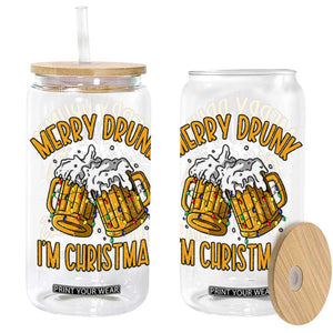 Funny Merry Drunk I'm Christmas Glass Can Vintage Beer Mugs Xmas TS11 Black Print Your Wear