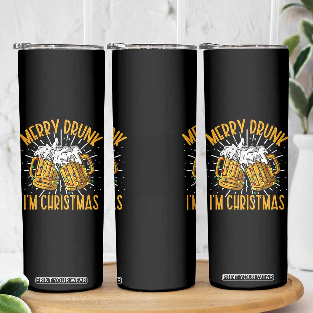 Funny Merry Drunk I'm Christmas Skinny Tumbler Vintage Beer Mugs Xmas TS11 Print Your Wear