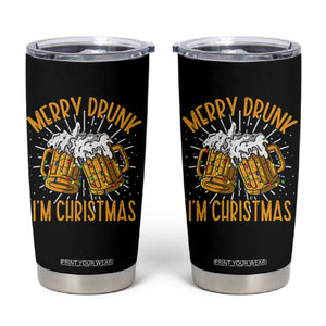 Funny Merry Drunk I'm Christmas Tumbler Cup Vintage Beer Mugs Xmas TS11 Black Print Your Wear