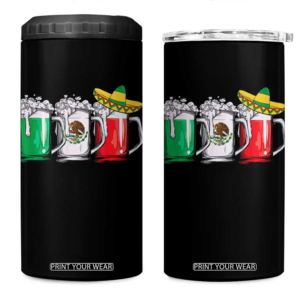 Funny Mexican 4 in 1 Can Cooler Tumbler Mexico Beer Mexican Flag Sombrero Hat TS10 One Size: 16 oz Black Print Your Wear