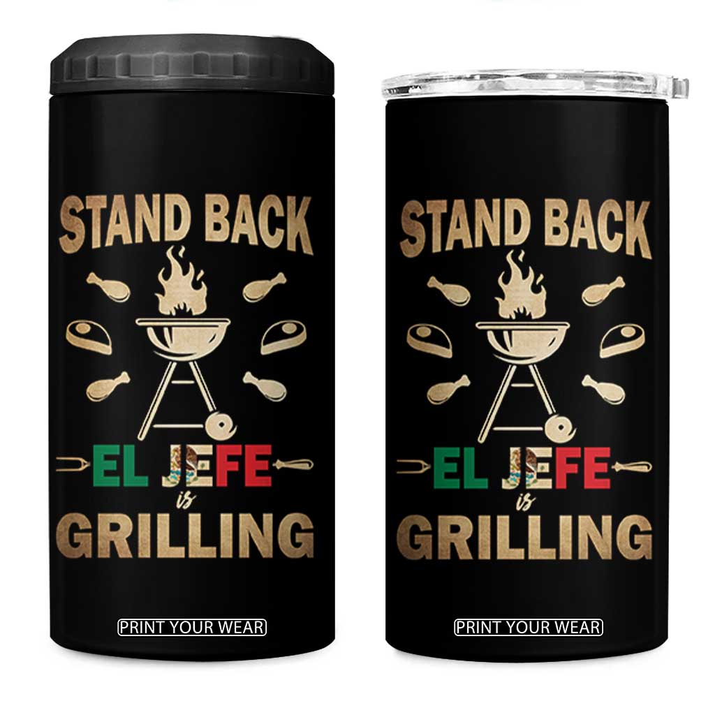 Funny Mexican Dad 4 in 1 Can Cooler Tumbler El Jefe Grilling Stand Back Fathers Day TS10 One Size: 16 oz Black Print Your Wear