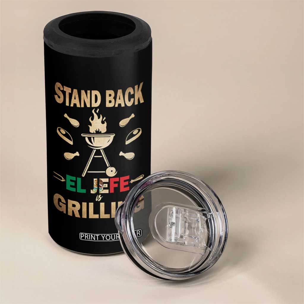 Funny Mexican Dad 4 in 1 Can Cooler Tumbler El Jefe Grilling Stand Back Fathers Day TS10 Print Your Wear