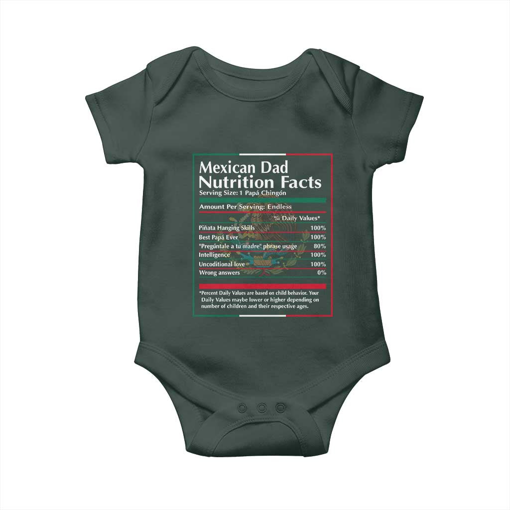 Funny Mexican Dad Baby Onesie Dad Nutrition Facts Mexico Flag Father's Day TS11 Print Your Wear
