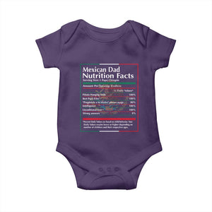 Funny Mexican Dad Baby Onesie Dad Nutrition Facts Mexico Flag Father's Day TS11 Purple Print Your Wear